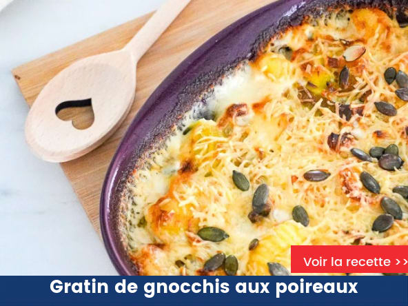 Gratin de gnocchis aux poireaux